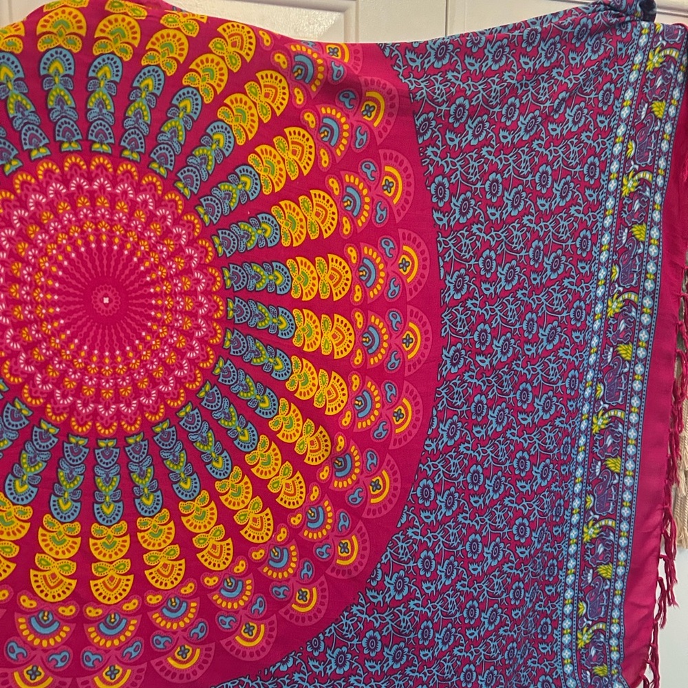 3/$30✨🌸☀️Vibrant Bohemian Mandala Beach Sarong & Wall Tapestry☀️Wrap coverup